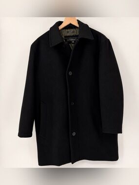Claiborne Women’s M 100% Wool Black Car Coat Overcoat Made Ukraine